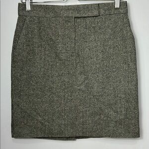 J Crew Wool Blend Gray Pencil Mini Skirt